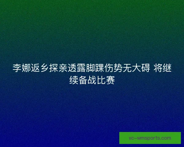 李娜返乡探亲透露脚踝伤势无大碍 将继续备战比赛